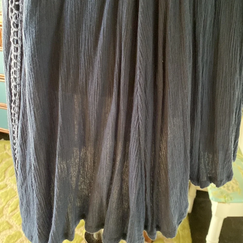 Free People Just Two of Us Crinkle Tunic in Washed Indigo - XS